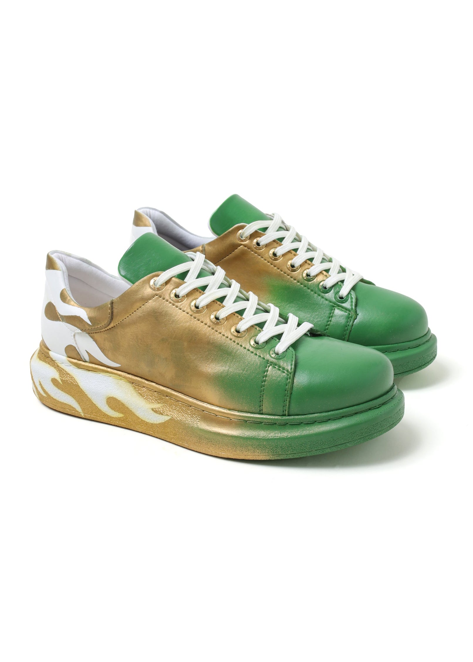Kinetic Vibe Dynamic Vibe hand-painted flame custom sneaker by Apollo Moda, third angle