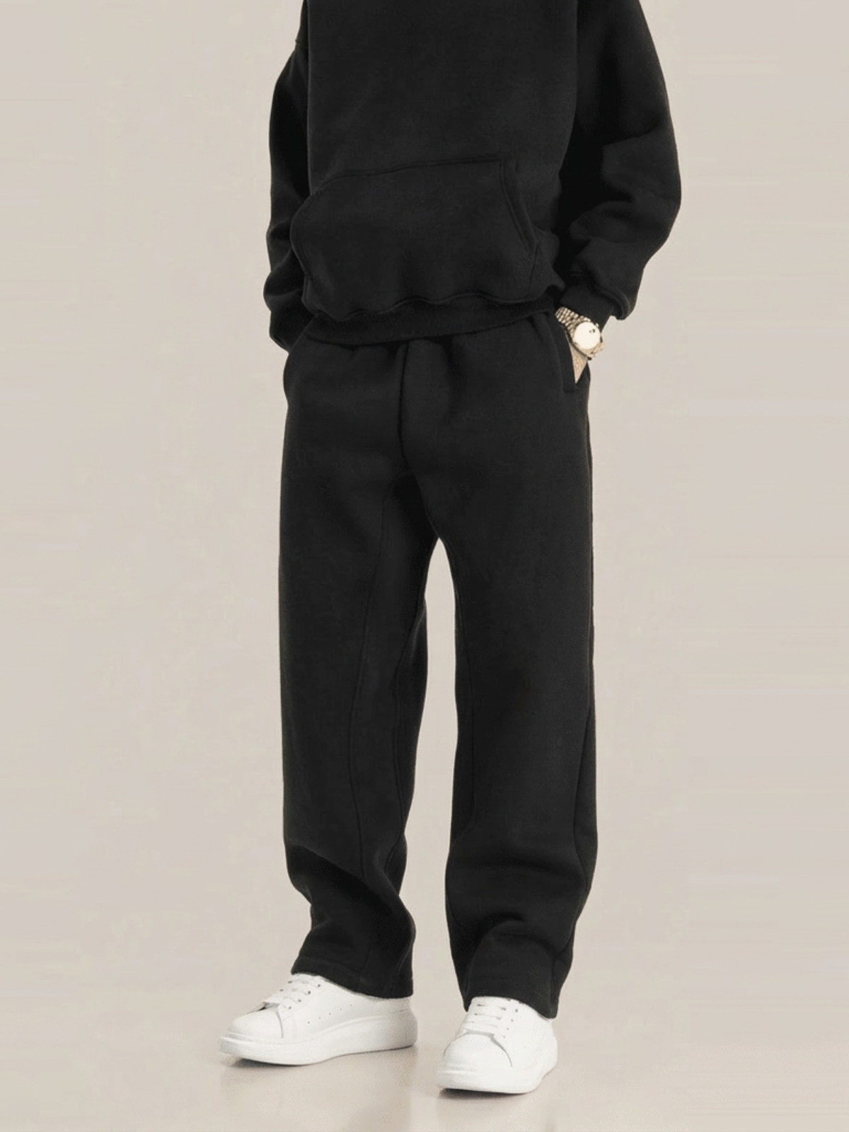 Pantaloni della tuta oversize in pile nero