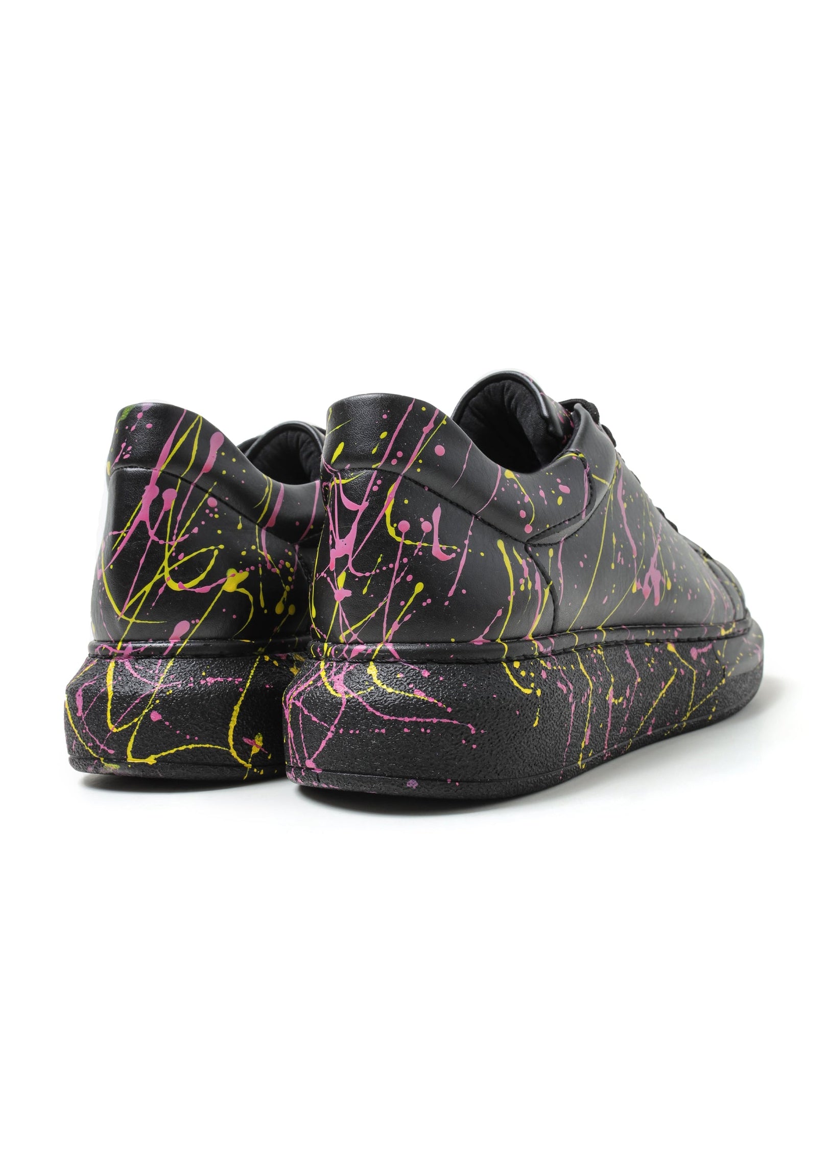 Stardust Rhythm pink and yellow splatter sneaker by Apollo Moda, fourth angle