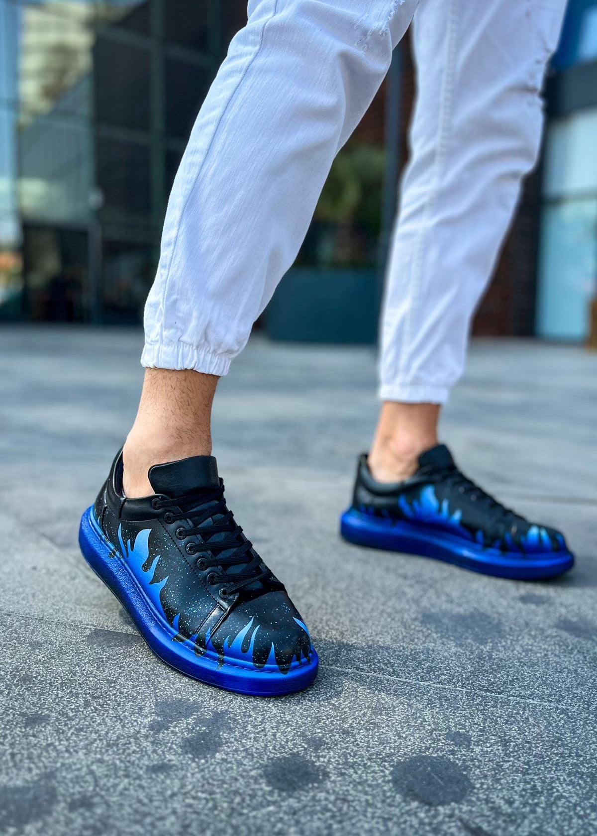 Kinetic Vibe Rhythm Shift hand-painted flame sneaker by Apollo Moda, sixth angle