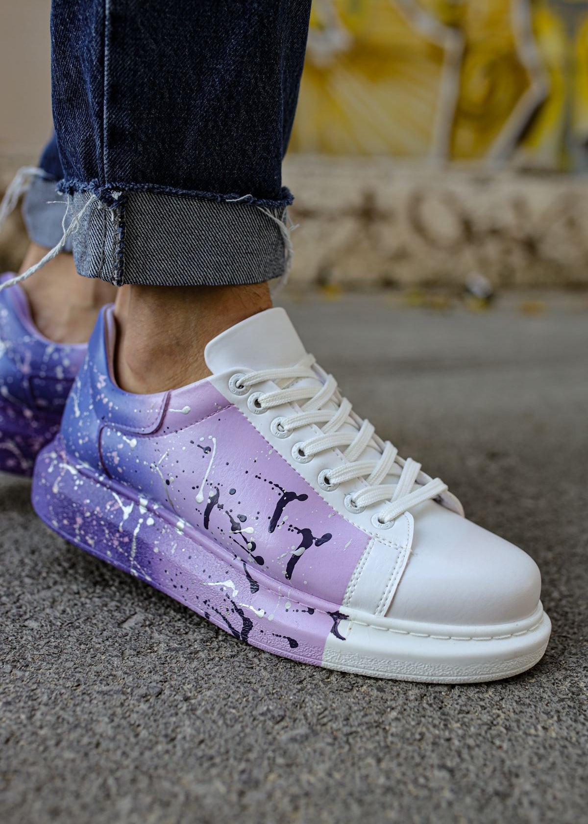 Urban Pulse Tempo Drive white and lavender custom sneaker by Apollo Moda, sixth angle